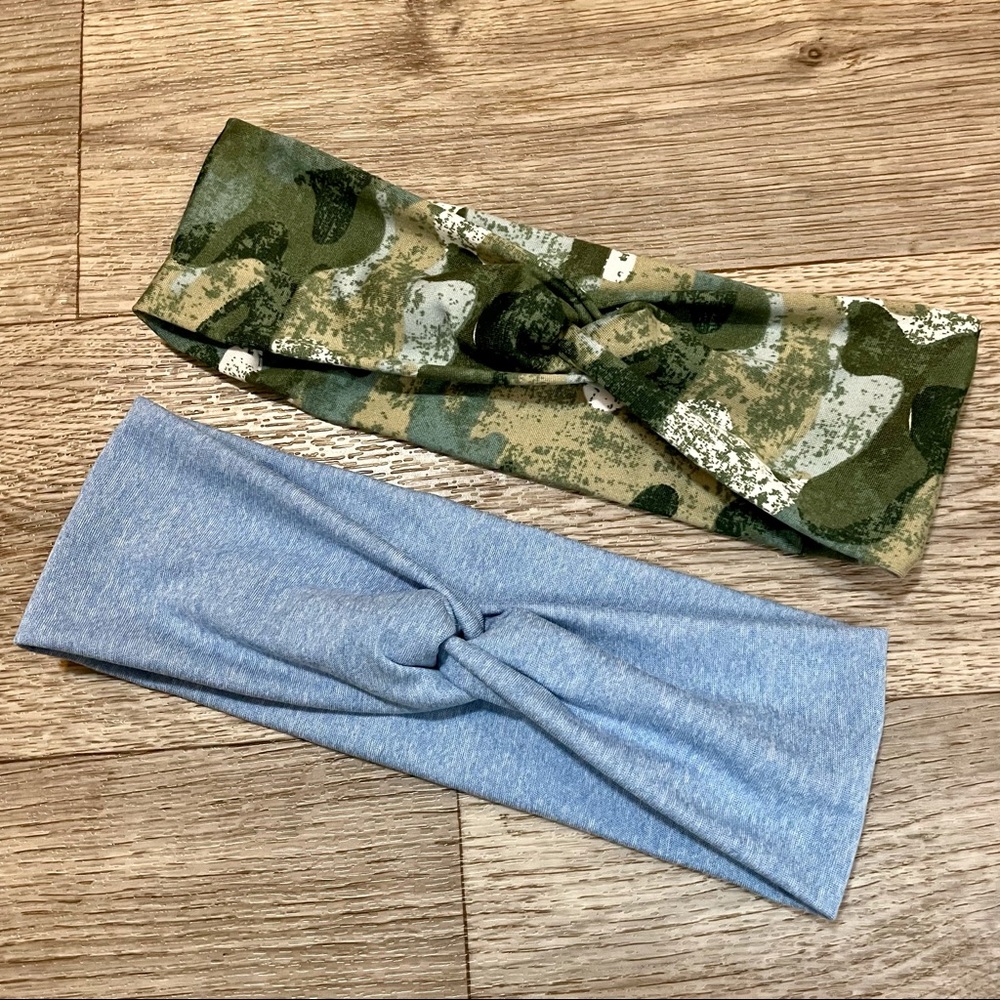 Wide Twist Headbands Heather Blue Camo NEW HANDMADE